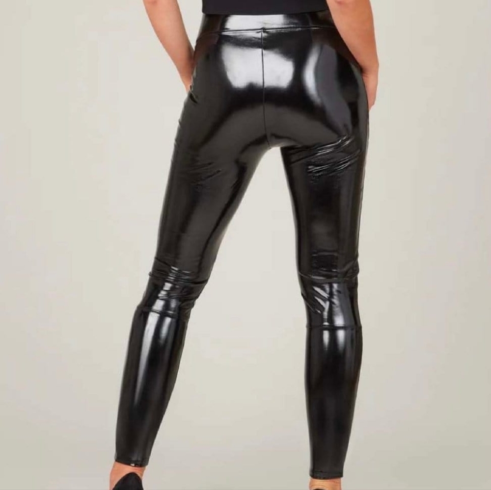 NWT NY&CO Black Faux Patent Leather High-Shine Women's Leggings